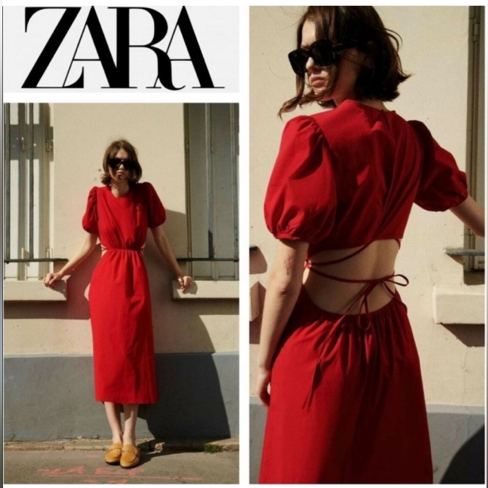 Zara Red Poplin Dress
